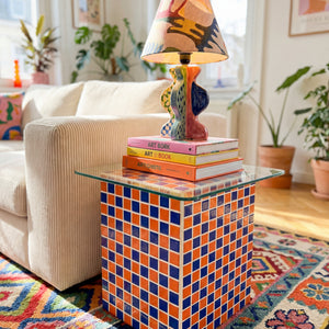 Orange-Navy Checkerboard