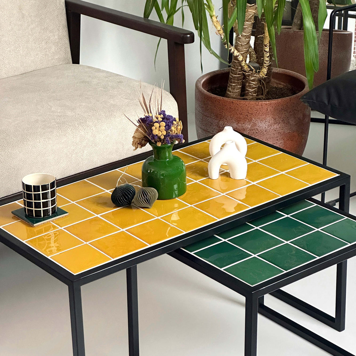 Retro-Mid Twin 2'li Orta Sehpa Grid Design