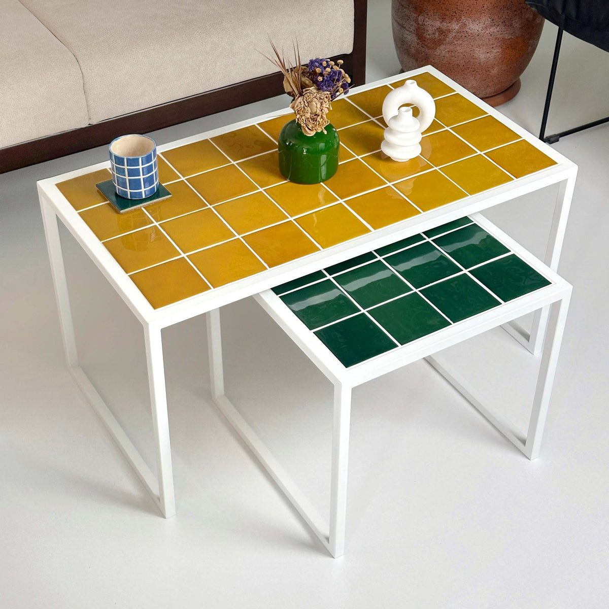 Retro-Mid Twin 2'li Orta Sehpa Grid Design