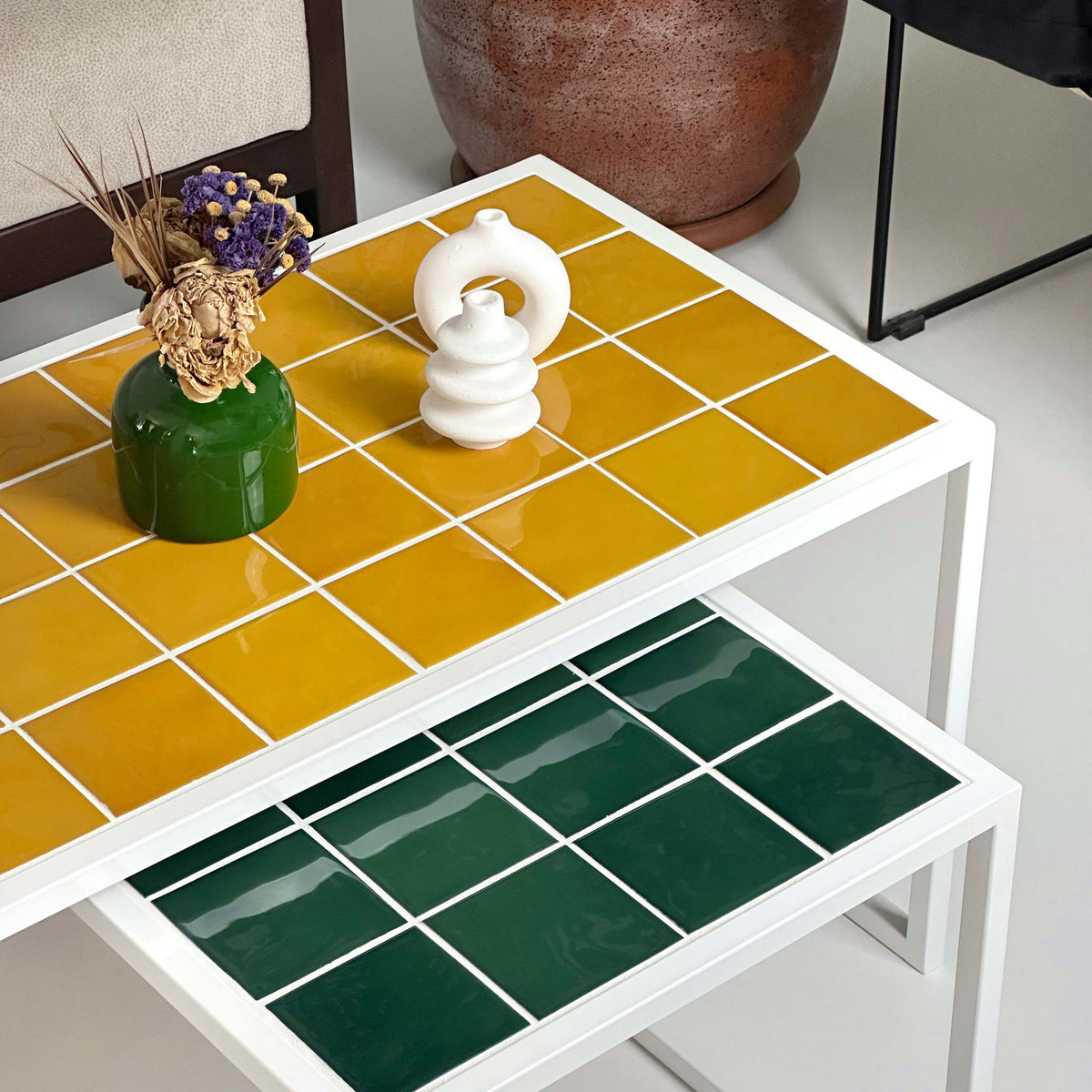 Retro-Mid Twin 2'li Orta Sehpa Grid Design