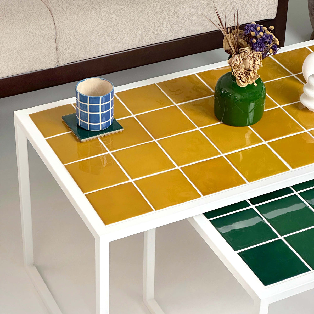 Retro-Mid Twin 2'li Orta Sehpa Grid Design